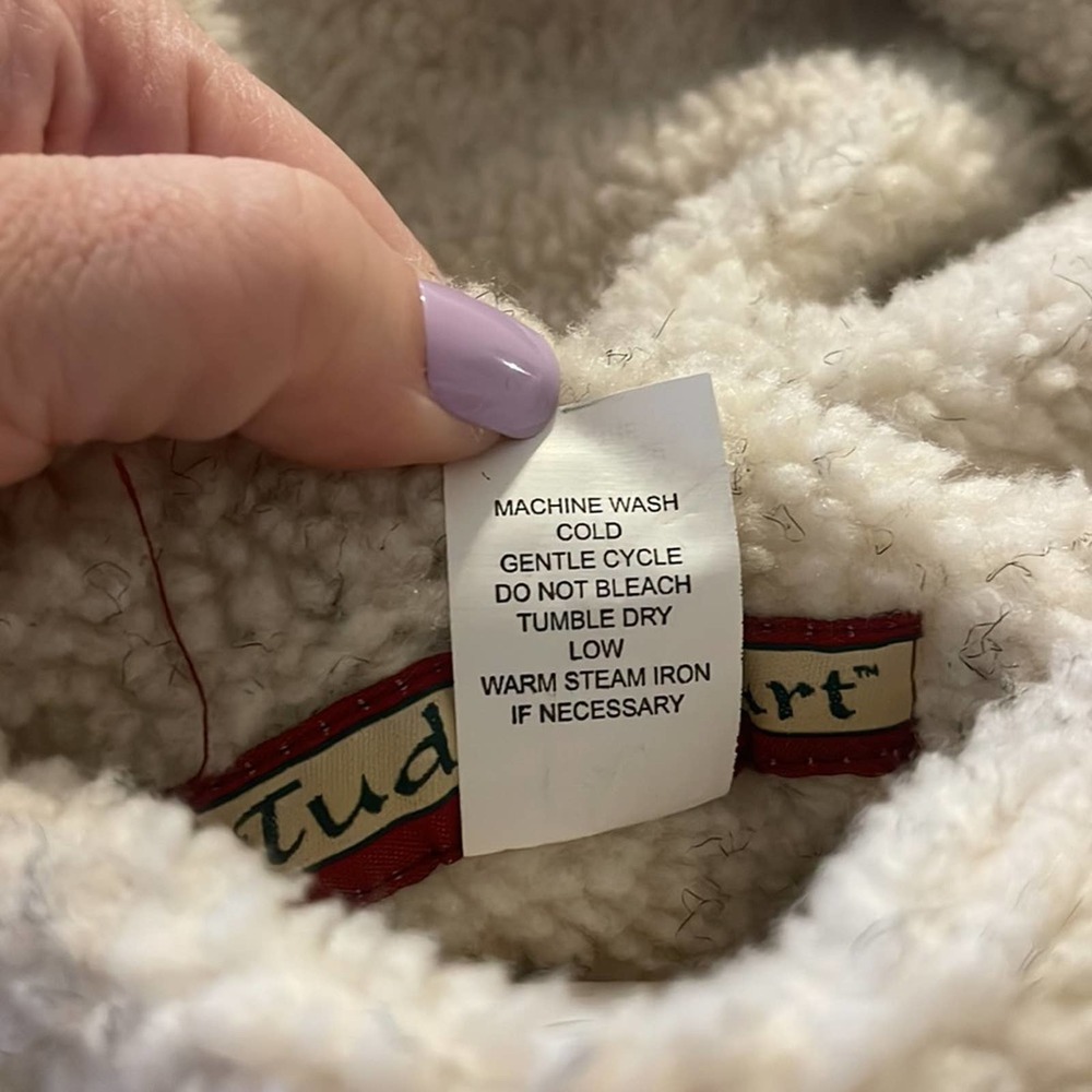 Vintage Tutor Court Reversible Fair Isle Sherpa Like Coat Women's Size Large - Picture 7 of 9